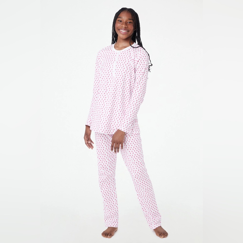 Roller Rabbit pink hearts long sleeve pajama set